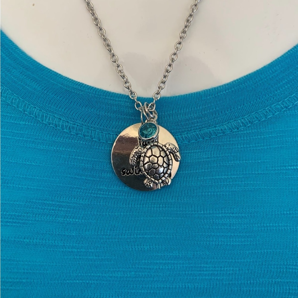 Just Keep Swimming Turtle Necklace - Picture 2 of 6